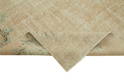 Vintage Bej Eskitme Yün Pamuk El Dokuma Halısı 203x298 Agacan