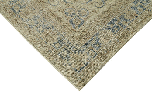Vintage Bej Eskitme Yün Pamuk El Dokuma Halısı 207x310 Agacan