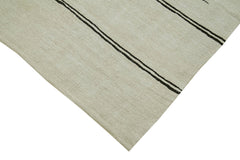 Kendir Bej Geometrik Hemp El Dokuma Halısı 188x360 Agacan