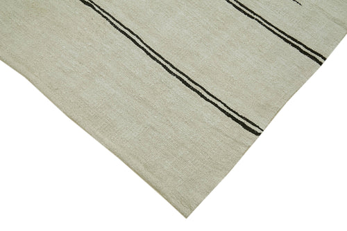 Kendir Bej Geometrik Hemp El Dokuma Halısı 188x360 Agacan