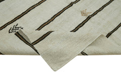 Kendir Bej Geometrik Hemp El Dokuma Halısı 178x363 Agacan