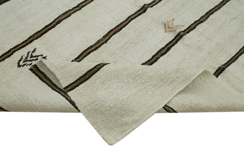Kendir Bej Geometrik Hemp El Dokuma Halısı 178x363 Agacan