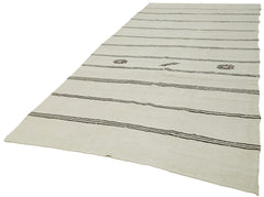 Kendir Bej Geometrik Hemp El Dokuma Halısı 194x380 Agacan