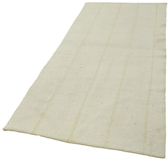 Kendir Beyaz Geometrik Hemp El Dokuma Halısı 114x280 Agacan