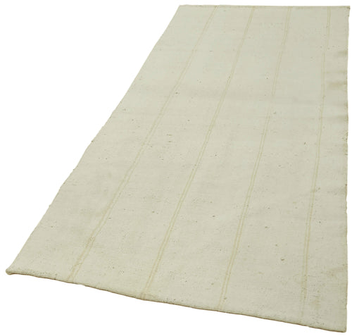 Kendir Beyaz Geometrik Hemp El Dokuma Halısı 114x280 Agacan