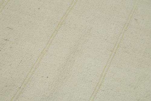 Kendir Beyaz Geometrik Hemp El Dokuma Halısı 114x280 Agacan