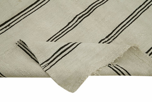 Kendir Beyaz Geometrik Hemp El Dokuma Halısı 160x315 Agacan
