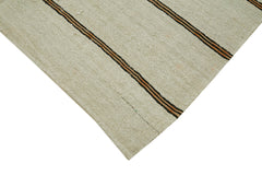 Kendir Bej Geometrik Hemp El Dokuma Halısı 190x353 Agacan