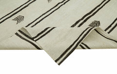 Kendir Bej Geometrik Hemp El Dokuma Halısı 188x303 Agacan