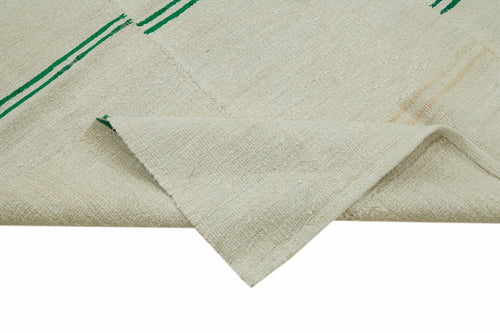 Kendir Bej Geometrik Hemp El Dokuma Halısı 166x390 Agacan