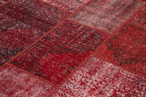 Kırk Yama Kırmızı Patchwork Pamuk Yün El Dokuma Halısı 275x366 Agacan