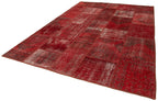 Kırk Yama Kırmızı Patchwork Pamuk Yün El Dokuma Halısı 250x350 Agacan