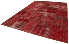 Kırk Yama Kırmızı Patchwork Pamuk Yün El Dokuma Halısı 250x350 Agacan