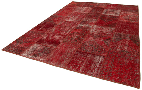 Kırk Yama Kırmızı Patchwork Pamuk Yün El Dokuma Halısı 250x350 Agacan