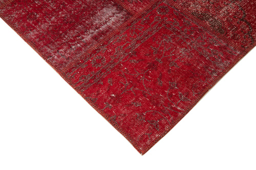 Kırk Yama Kırmızı Patchwork Pamuk Yün El Dokuma Halısı 250x350 Agacan