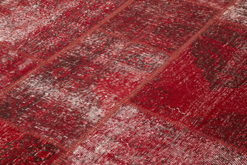 Kırk Yama Kırmızı Patchwork Pamuk Yün El Dokuma Halısı 250x350 Agacan