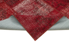 Kırk Yama Kırmızı Patchwork Pamuk Yün El Dokuma Halısı 250x350 Agacan