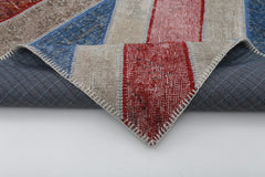 Flag Patchwork Kırmızı Figürlü Pamuk Yün El Dokuma Halısı 248x308 Agacan