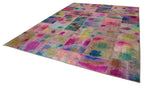 Kırk Yama Pembe Patchwork Pamuk Yün El Dokuma Halısı 302x403 Agacan