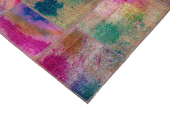 Kırk Yama Pembe Patchwork Pamuk Yün El Dokuma Halısı 302x403 Agacan