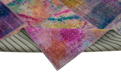 Kırk Yama Pembe Patchwork Pamuk Yün El Dokuma Halısı 302x403 Agacan