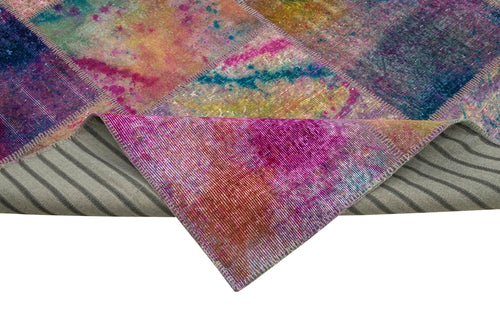 Kırk Yama Pembe Patchwork Pamuk Yün El Dokuma Halısı 302x403 Agacan