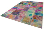 Kırk Yama Pembe Patchwork Pamuk Yün El Dokuma Halısı 249x351 Agacan
