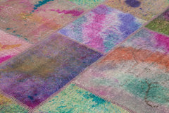 Kırk Yama Pembe Patchwork Pamuk Yün El Dokuma Halısı 249x351 Agacan