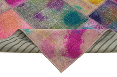 Kırk Yama Pembe Patchwork Pamuk Yün El Dokuma Halısı 249x351 Agacan
