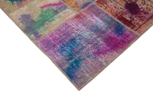 Kırk Yama Pembe Patchwork Pamuk Yün El Dokuma Halısı 257x350 Agacan