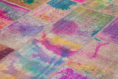 Kırk Yama Pembe Patchwork Pamuk Yün El Dokuma Halısı 257x350 Agacan