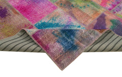 Kırk Yama Pembe Patchwork Pamuk Yün El Dokuma Halısı 257x350 Agacan