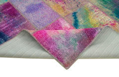 Kırk Yama Pembe Patchwork Pamuk Yün El Dokuma Halısı 244x302 Agacan