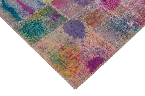 Kırk Yama Pembe Patchwork Pamuk Yün El Dokuma Halısı 239x300 Agacan