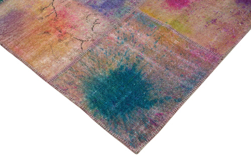 Kırk Yama Pembe Patchwork Pamuk Yün El Dokuma Halısı 307x404 Agacan