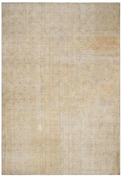 Vintage Krem Eskitme Yün ve Pamuk El Dokuma Halı 207x317 Şark Halı