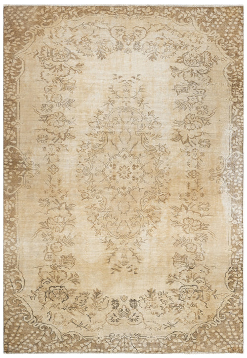 Vintage Kahverengi Göbekli Yün ve Pamuk El Dokuma Halı 110x180 Şark Halı