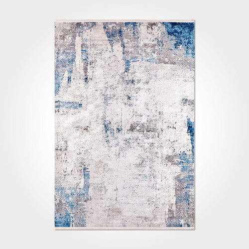 Addison Gri Mavi Modern Polyester Şönil ve Pamuk Dijital Baskı Halı - Dijital Baskı - HALI.NET