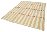 Anatolian Kilim Bej Çizgili Pamuk Yün El Dokuma Halısı 203x264 - El Dokuma - HALI.NET