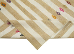 Anatolian Kilim Bej Çizgili Pamuk Yün El Dokuma Halısı 203x264 - El Dokuma - HALI.NET