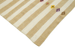 Anatolian Kilim Bej Çizgili Pamuk Yün El Dokuma Halısı 203x264 - El Dokuma - HALI.NET
