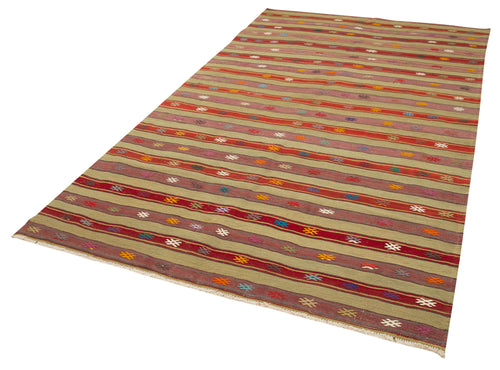 Anatolian Kilim Beyaz Çizgili Pamuk Yün El Dokuma Halısı 160x276 - El Dokuma - HALI.NET