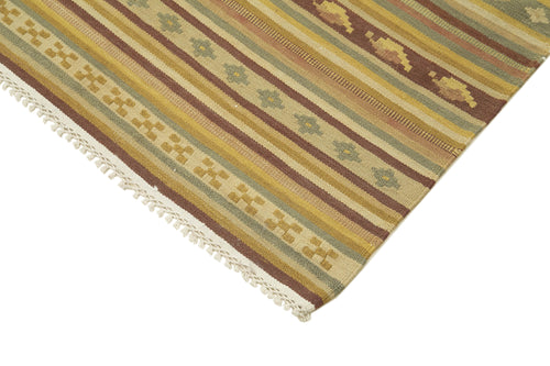 Anatolian Kilim Beyaz Çizgili Pamuk Yün El Dokuma Halısı 168x240 - El Dokuma - HALI.NET