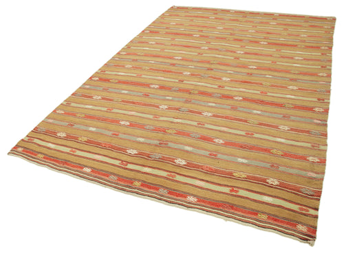 Anatolian Kilim Beyaz Çizgili Pamuk Yün El Dokuma Halısı 180x273 - El Dokuma - HALI.NET