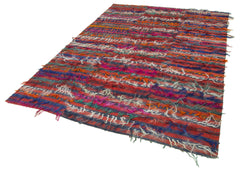 Anatolian Kilim Beyaz Çizgili Pamuk Yün El Dokuma Halısı 182x262 - El Dokuma - HALI.NET