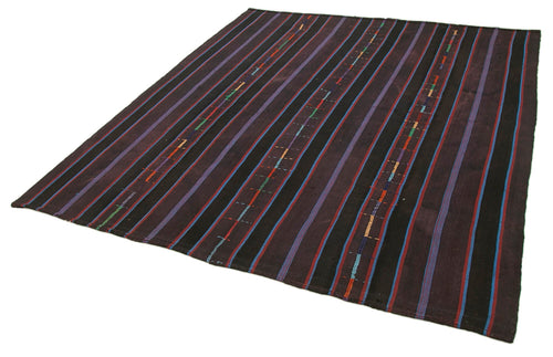 Anatolian Kilim Mor Çizgili Pamuk Yün El Dokuma Halısı 206x242 - El Dokuma - HALI.NET