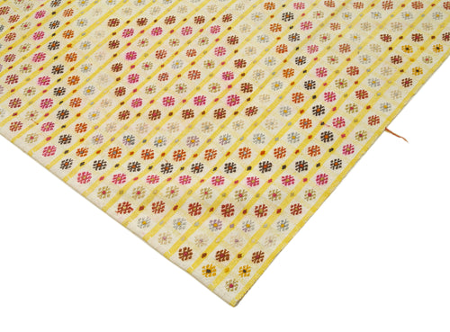 Anatolian Kilim Sarı Çizgili Pamuk Yün El Dokuma Halısı 195x266 - El Dokuma - HALI.NET