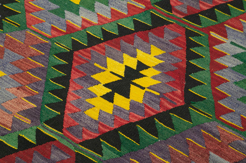 Anatolian Kilim Sarı Geometrik Pamuk Yün El Dokuma Halısı 116x242 - El Dokuma - HALI.NET