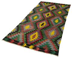 Anatolian Kilim Sarı Geometrik Pamuk Yün El Dokuma Halısı 116x242 - El Dokuma - HALI.NET