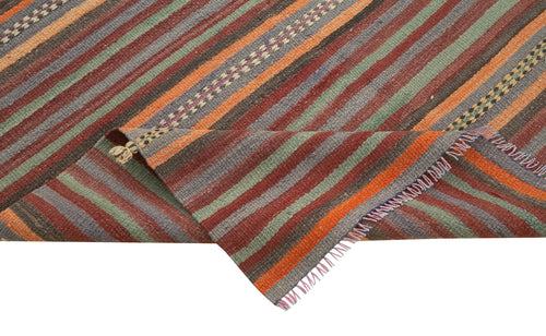 Anatolian Kilim Turuncu Çizgili Pamuk Yün El Dokuma Halısı 134x262 - El Dokuma - HALI.NET